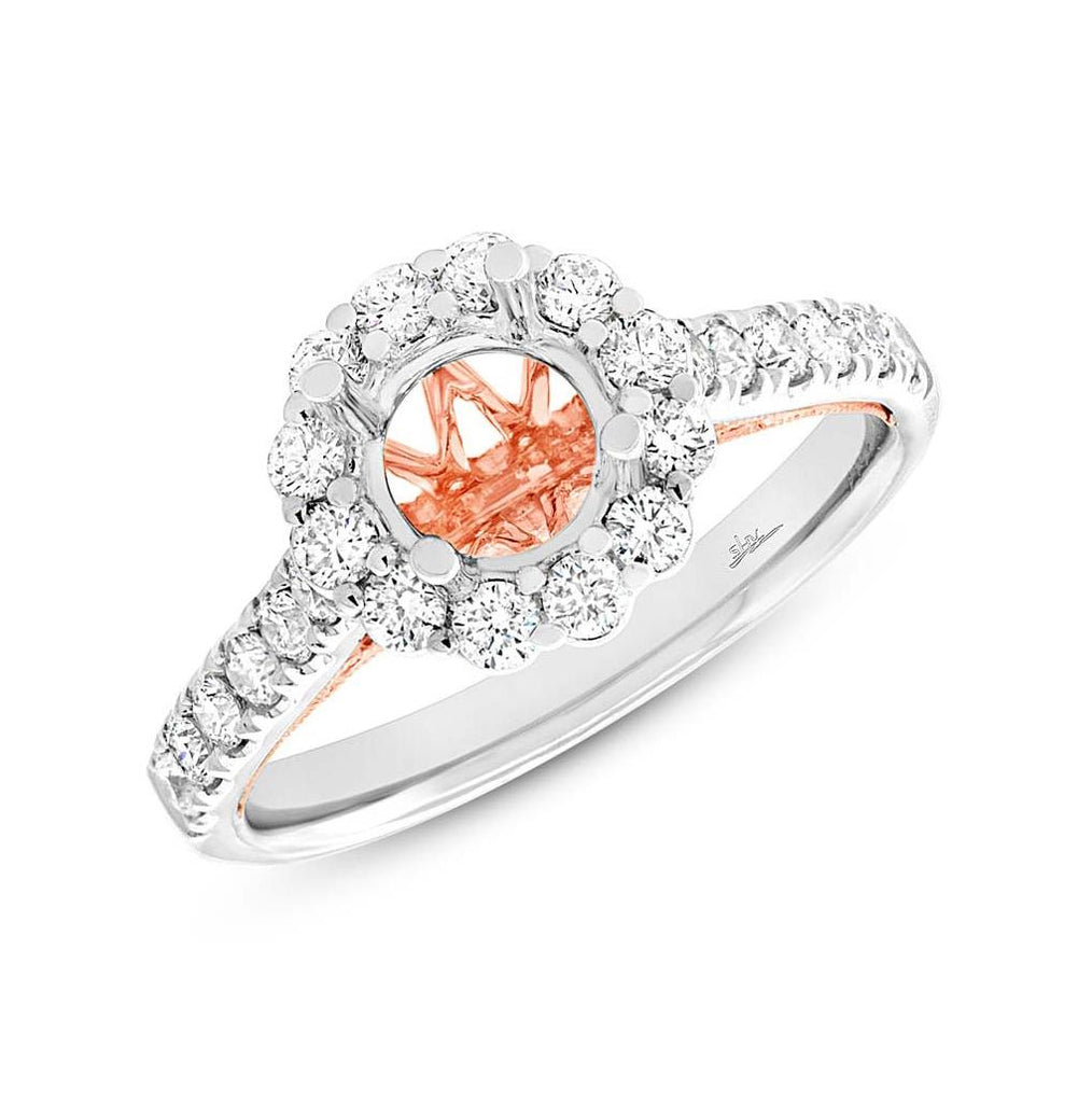 0.68 Ctw 18k Two-tone Rose Gold Diamond Semi-mount Ring For 1.00 Ctw Center Size 6.5
