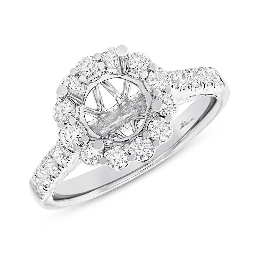 0.80 Ctw 18k White Gold Diamond Semi-mount Ring For 1.50 Ctw Center Size 6.5