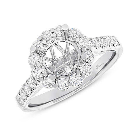 0.80 Ctw 18k White Gold Diamond Semi-mount Ring For 1.50 Ctw Center Size 6.5