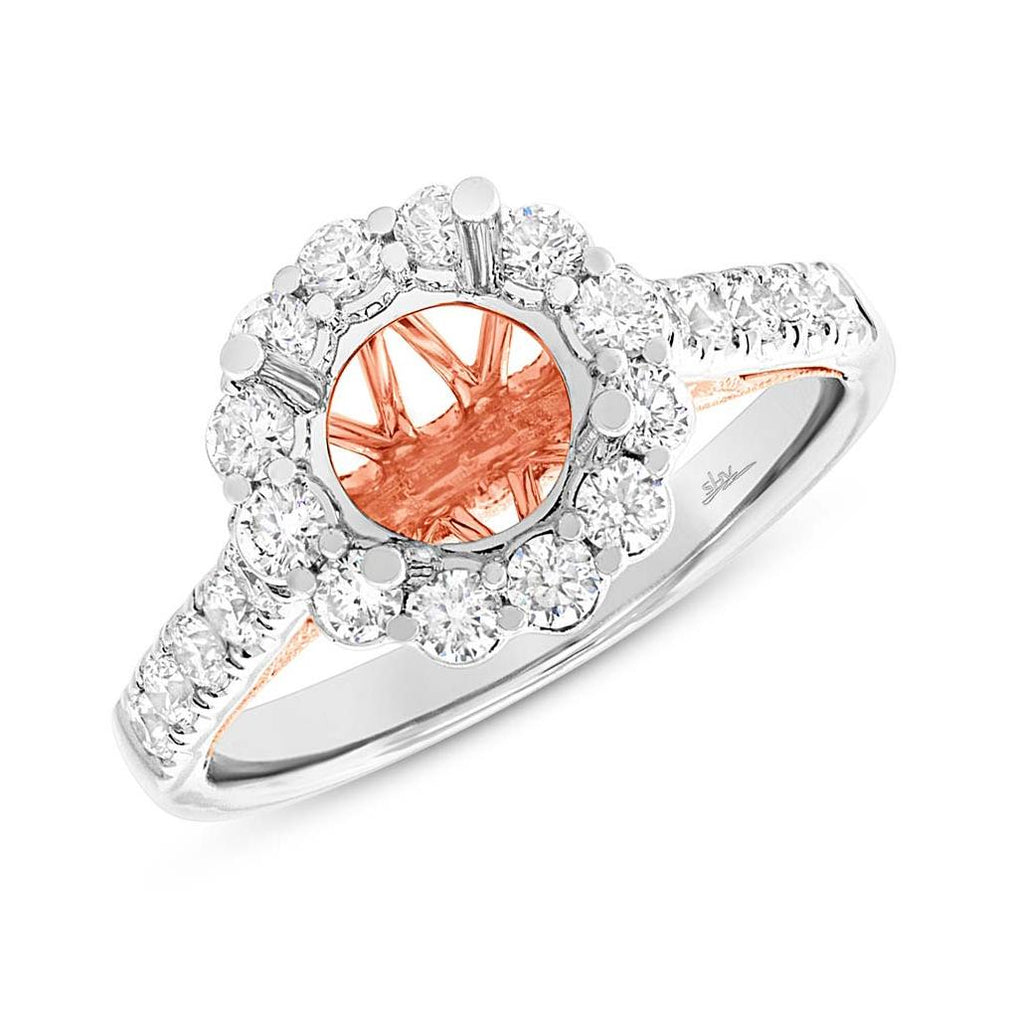 0.80 Ctw 18k Two-tone Rose Gold Diamond Semi-mount Ring For 1.50 Ctw Center Size 6.5