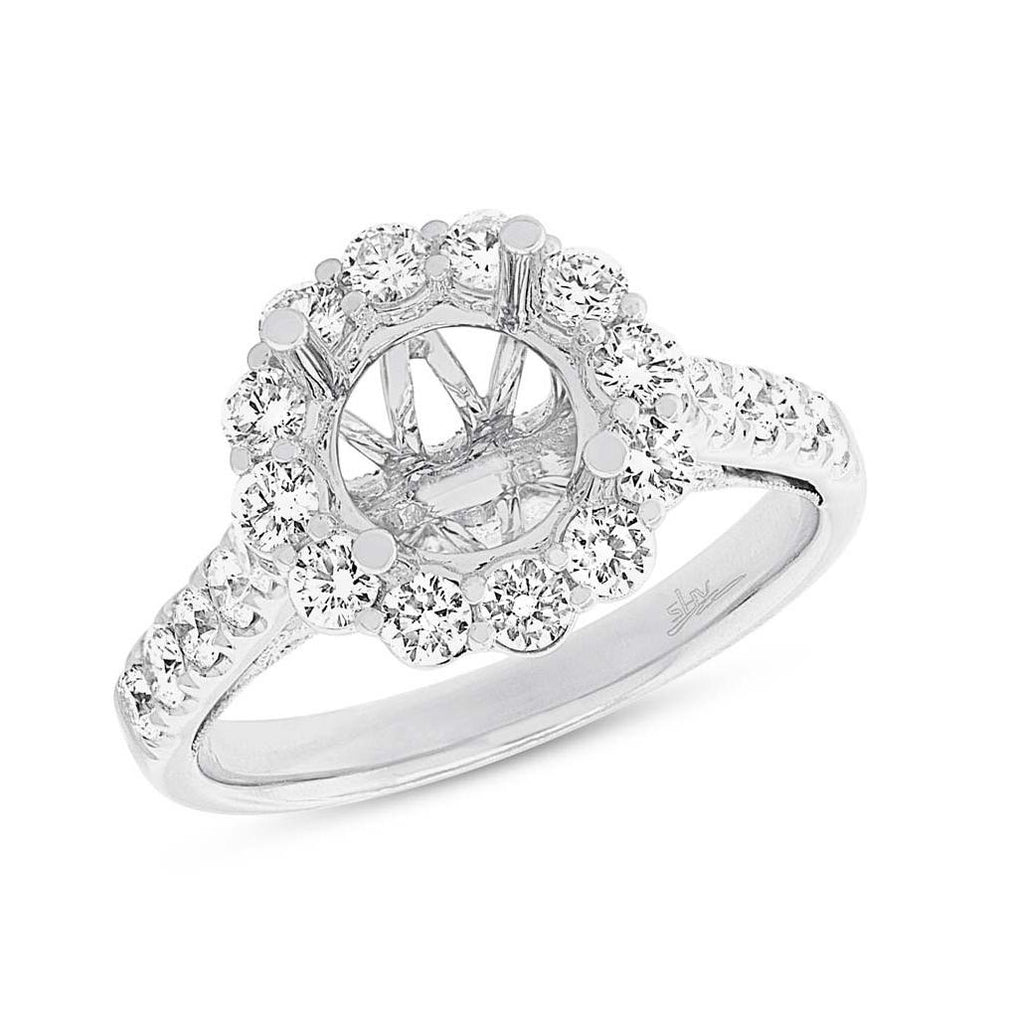 1.02 Ctw 18k White Gold Diamond Semi-mount Ring For 2.00 Ctw Center Size 6.5