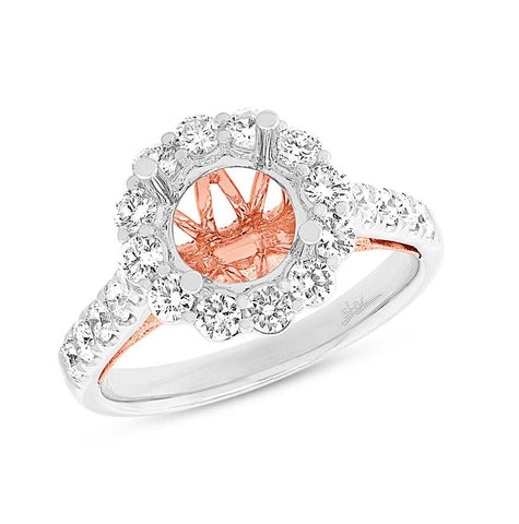 1.02 Ctw 18k Two-tone Rose Gold Diamond Semi-mount Ring For 2.00 Ctw Center Size 6.5