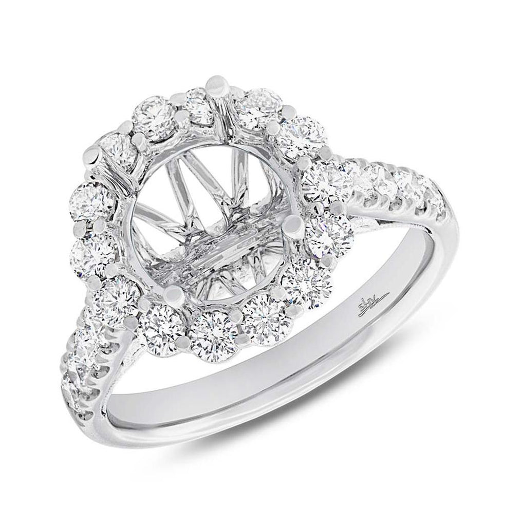 1.15 Ctw 18k White Gold Diamond Semi-mount Ring For 3.00 Ctw Center Size 6.5