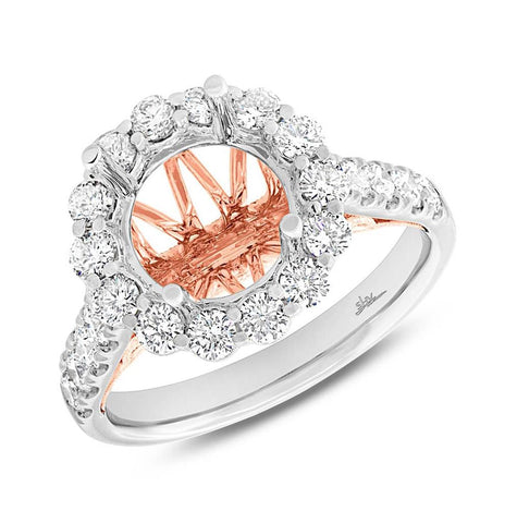 1.15 Ctw 18k Two-tone Rose Gold Diamond Semi-mount Ring For 3.00 Ctw Center Size 6.5