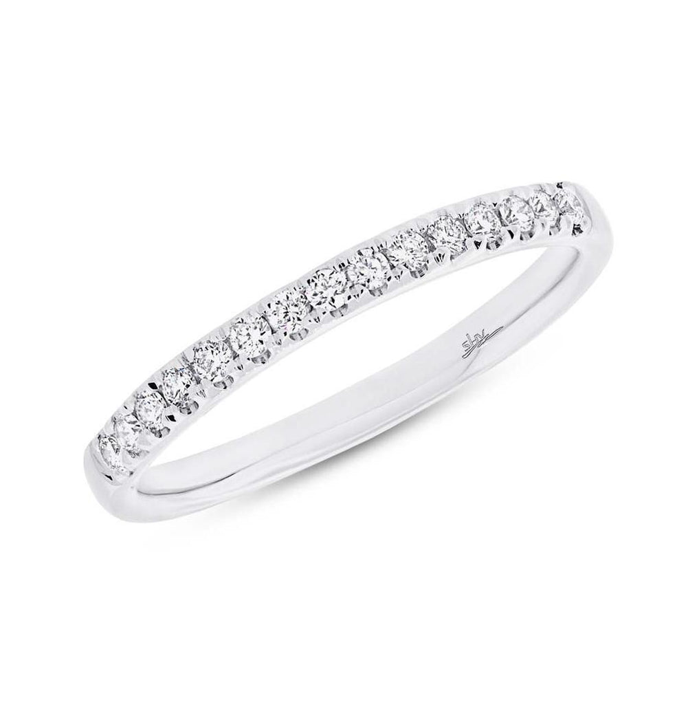 0.20 Ctw 18k White Gold Diamond Womens Band Size 6.5