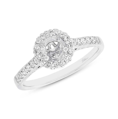 0.41 Ctw 18k White Gold Diamond Semi-mount Ring For 0.50 Ctw Center Size 6.5