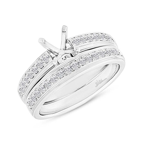 0.48 Ctw 14k White Gold Diamond Semi-mount Ring 2-pc For 0.75 Ctw Center