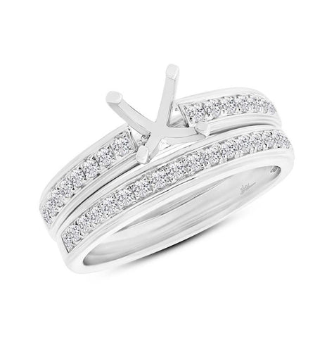 0.50 Ctw 14k White Gold Diamond Semi-mount Ring 2-pc For 1.00 Ctw Center