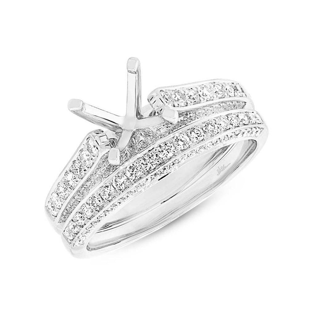 0.73 Ctw 14k White Gold Diamond Semi-mount Ring 2-pc For 1.50 Ctw Center