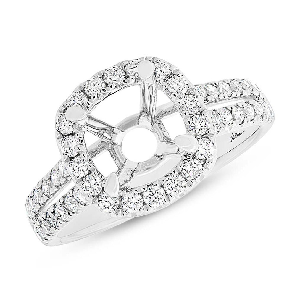 0.72 Ctw 14k White Gold Diamond Semi-mount Ring For 2.00 Ctw Center