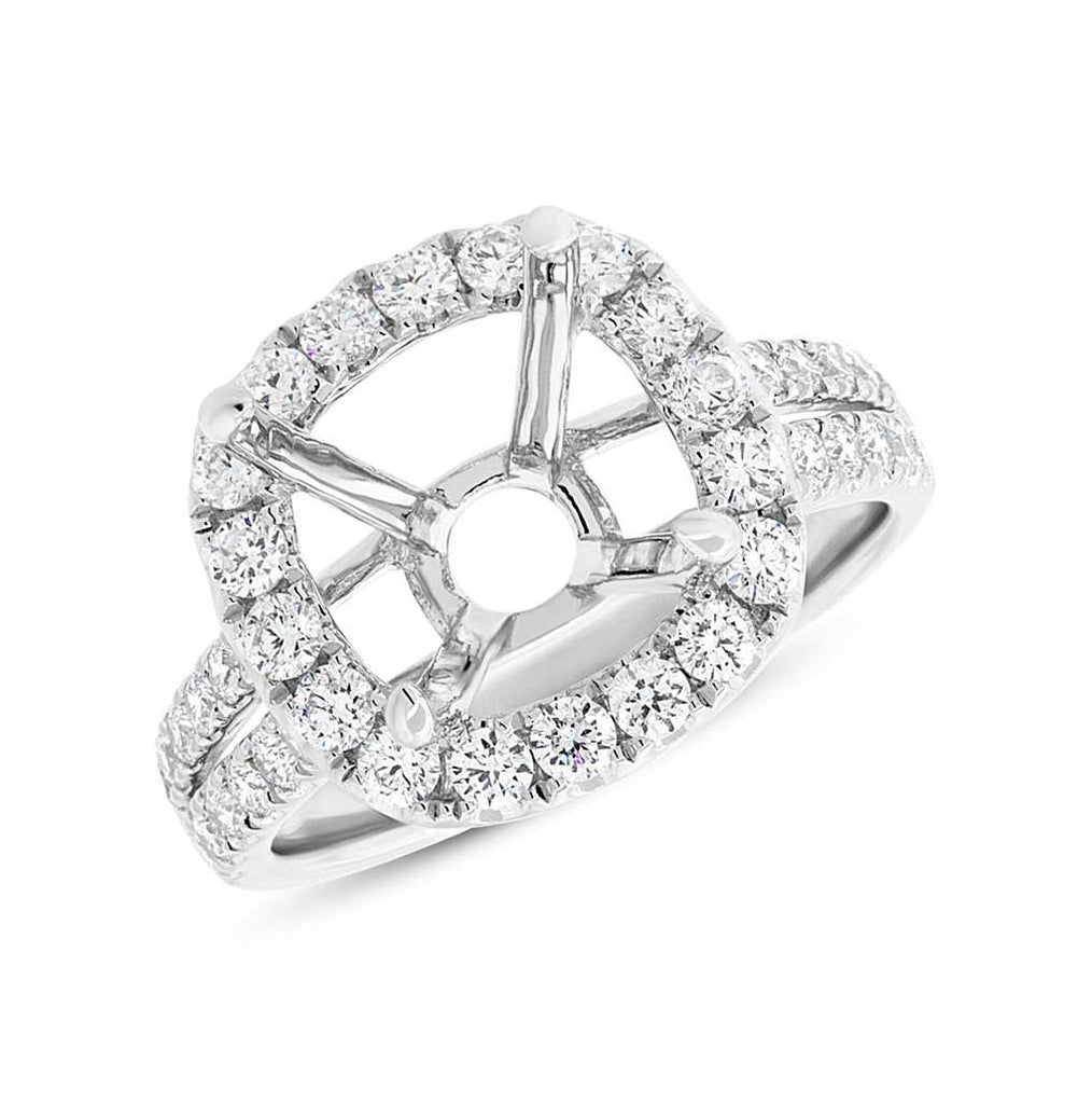 1.12 Ctw 14k White Gold Diamond Semi-mount Ring For 4.00 Ctw Center