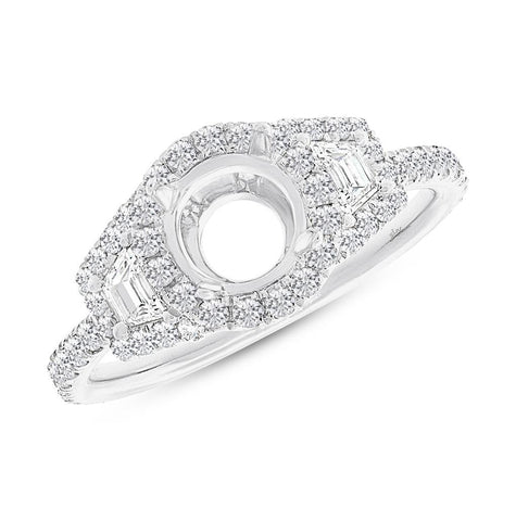 1.00 Ctw 18k White Gold Diamond Semi-mount Ring For 1.00 Ctw Center