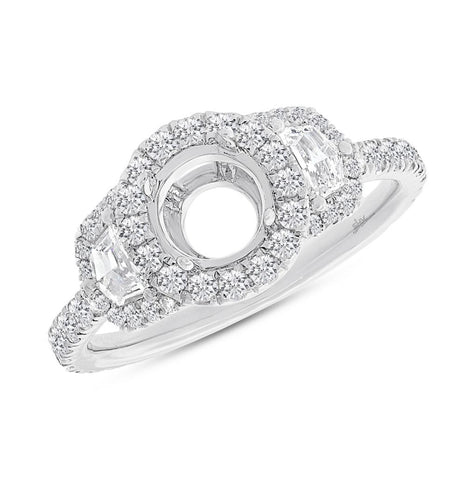 1.00 Ctw 18k White Gold Diamond Semi-mount Ring For 1.00 Ctw Center