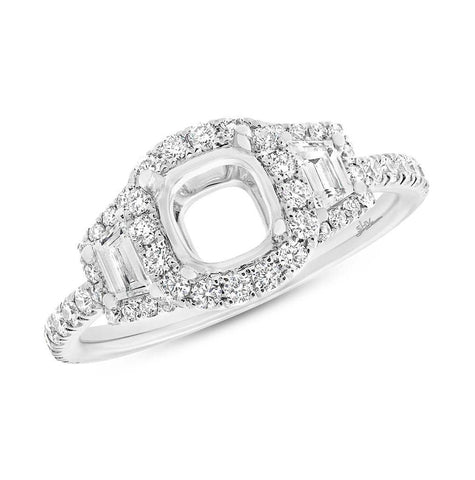 1.00 Ctw 18k White Gold Diamond Semi-mount Ring For 6x6mm Center