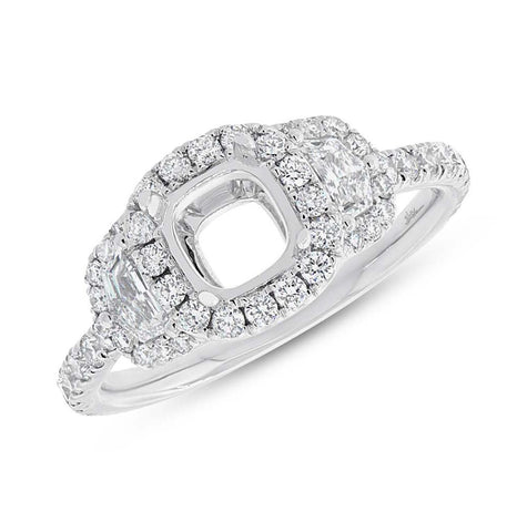 1.00 Ctw 18k White Gold Diamond Semi-mount Ring For 6x6mm Center