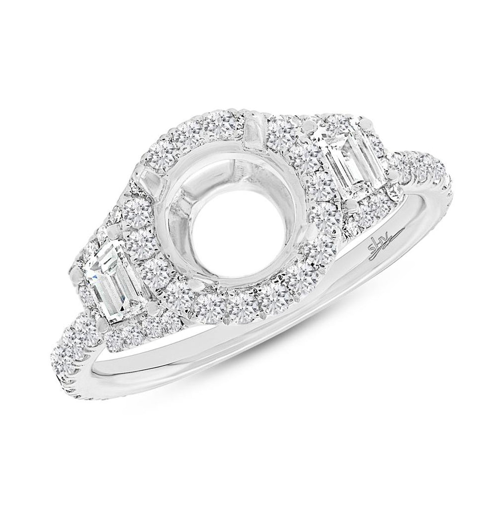 1.30 Ctw 18k White Gold Diamond Semi-mount Ring For 1.25 Ctw Center