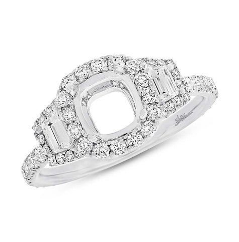 1.30 Ctw 18k White Gold Diamond Semi-mount Ring For 6.5x6.5mm Center