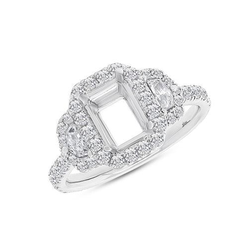 1.30 Ctw 18k White Gold Diamond Semi-mount Ring For 8x6mm Center