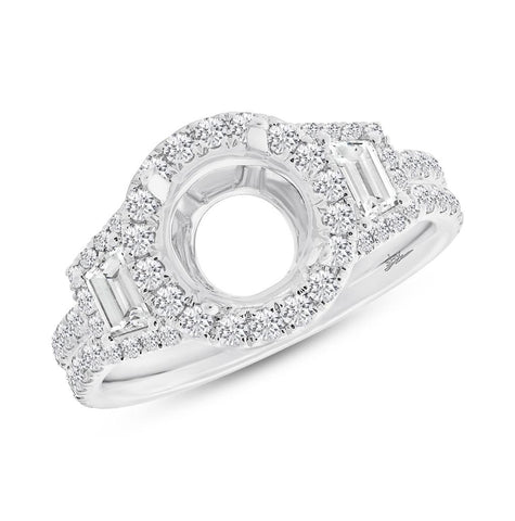 1.55 Ctw 18k White Gold Diamond Semi-mount Ring For 1.75 Ctw Center