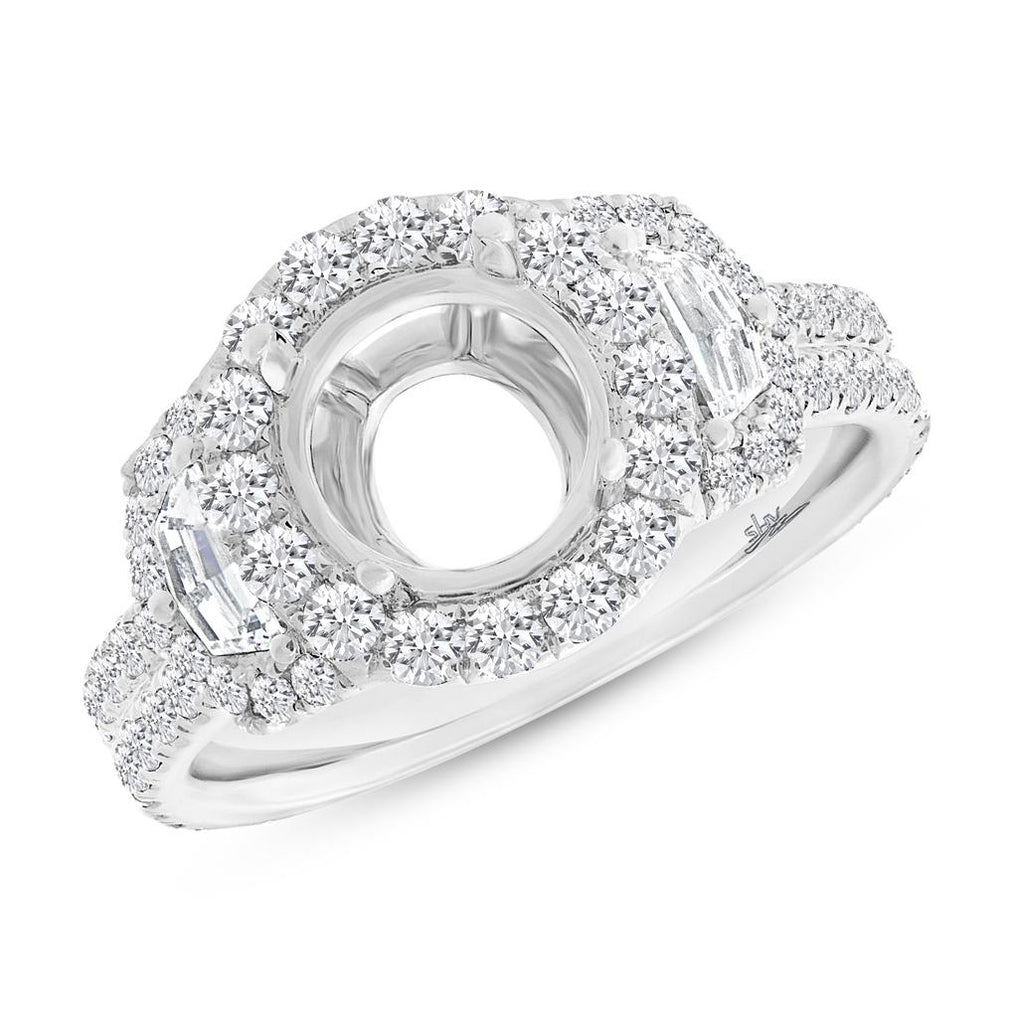 1.55 Ctw 18k White Gold Diamond Semi-mount Ring For 1.75 Ctw Center