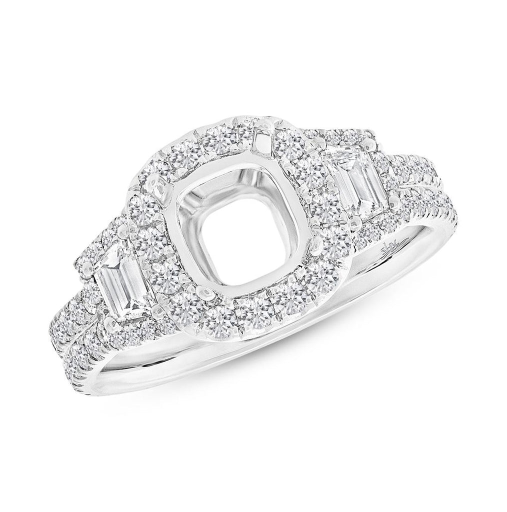 1.55 Ctw 18k White Gold Diamond Semi-mount Ring For 7.2x7.2mm Center