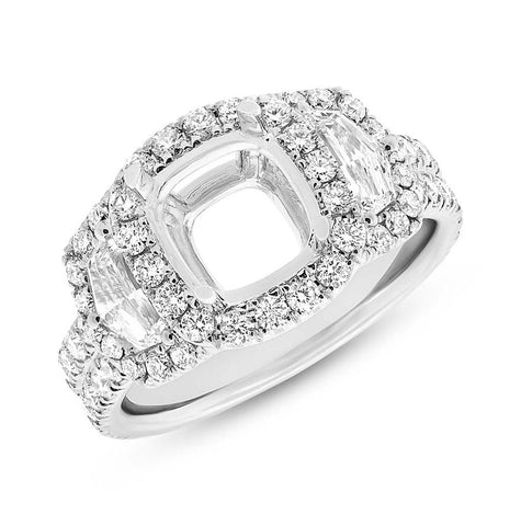 2.05 Ctw 18k White Gold Diamond Semi-mount Ring For 8.5x8.5mm Center