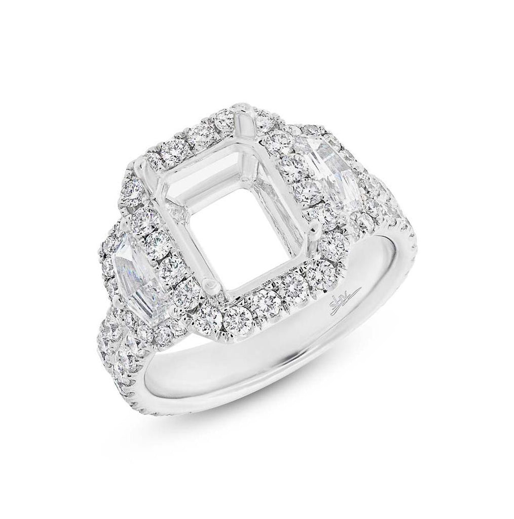 2.05 Ctw 18k White Gold Diamond Semi-mount Ring For 10x8mm Center