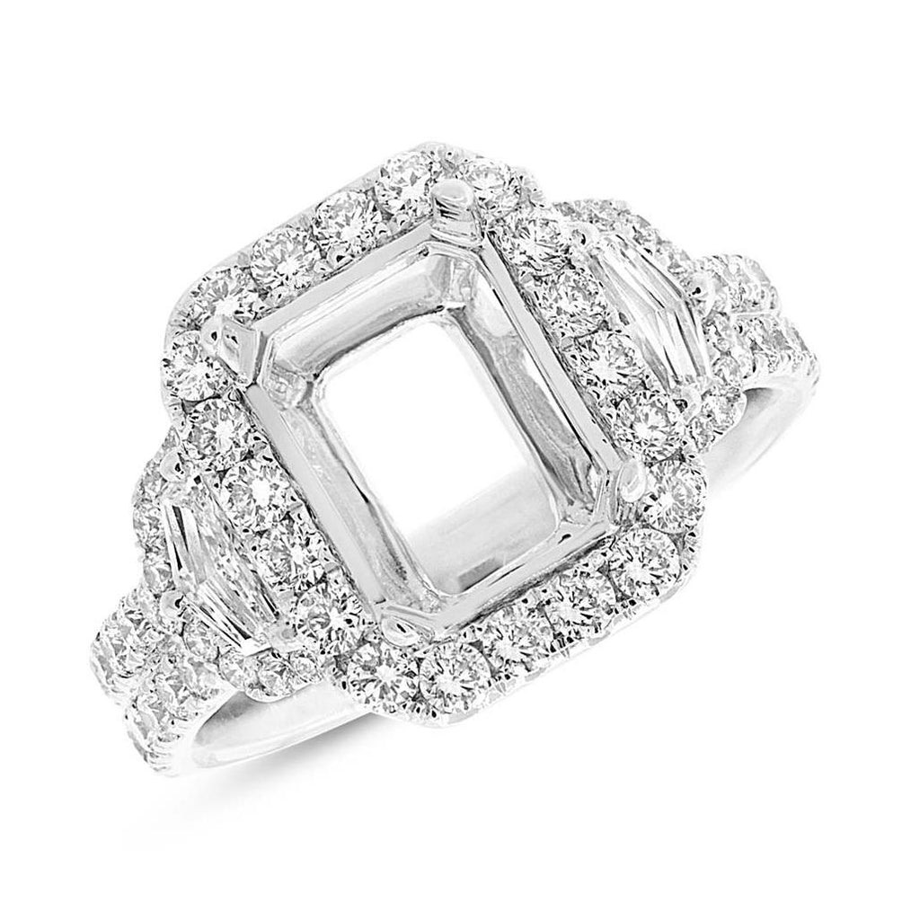 2.10 Ctw 18k White Gold Diamond Semi-mount Ring For 10x8mm Center