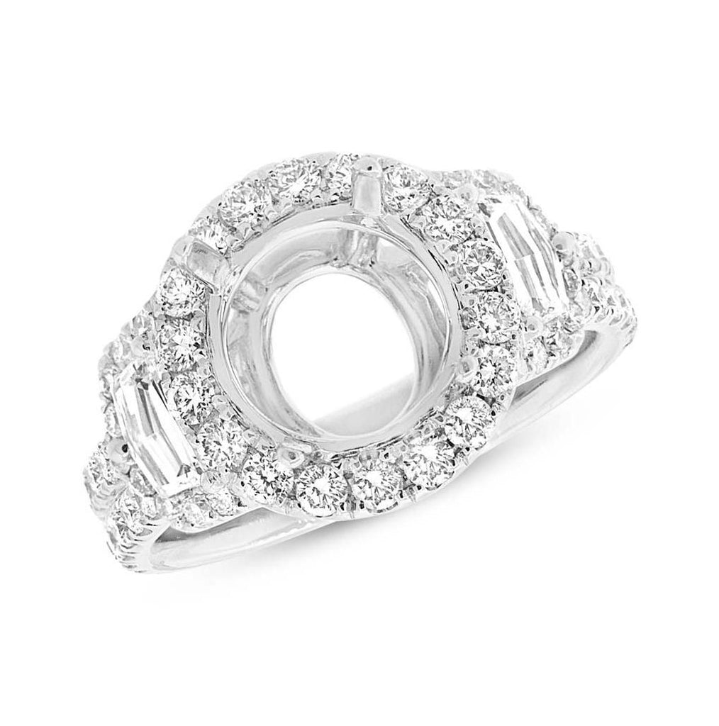 2.10 Ctw 18k White Gold Diamond Semi-mount Ring For 3.00 Ctw Center