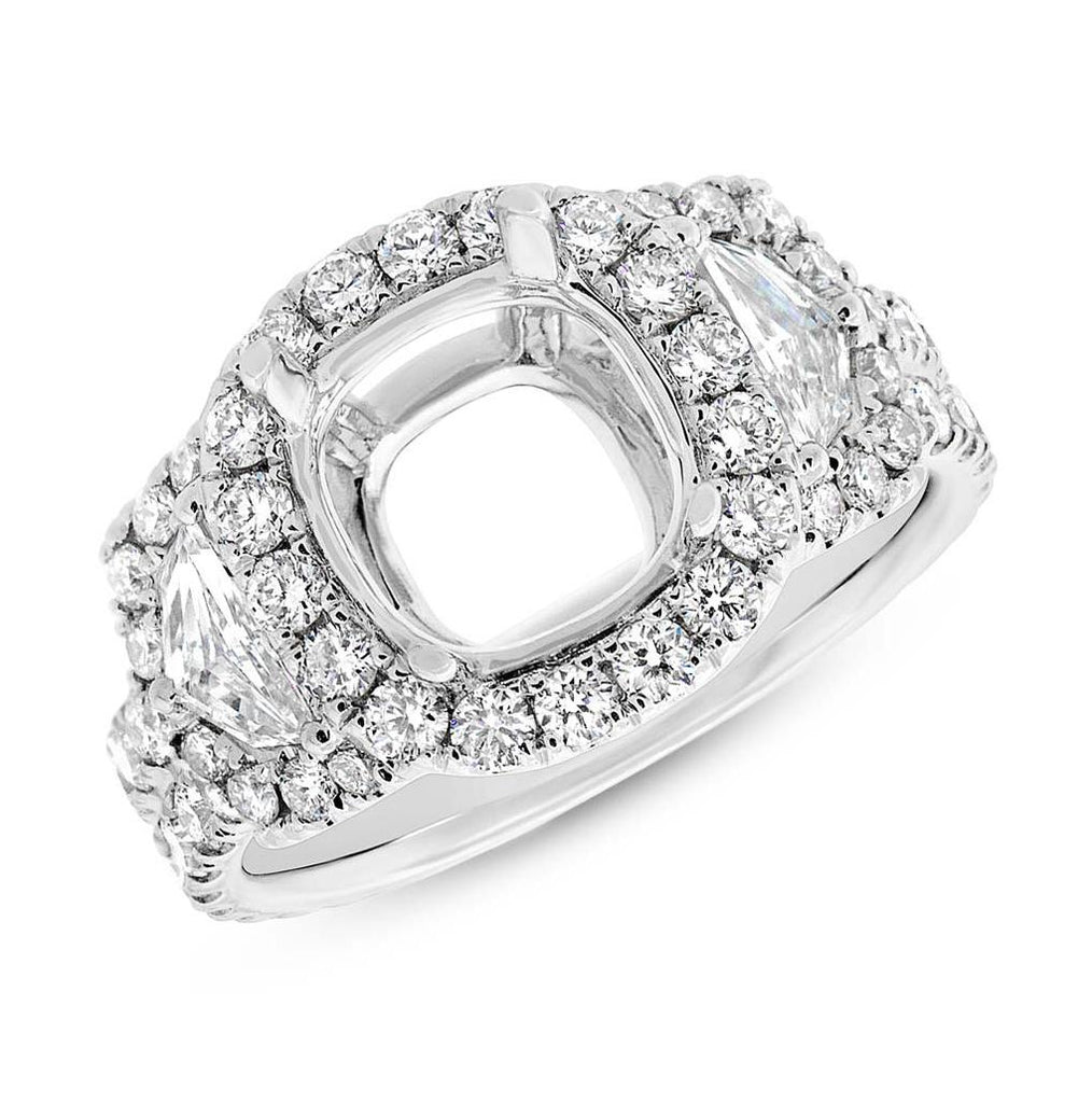 2.30 Ctw 18k White Gold Diamond Semi-mount Ring For 9x9mm Center