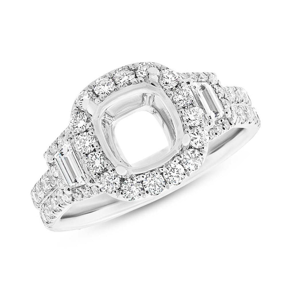 1.65 Ctw 18k White Gold Diamond Semi-mount Ring For 8x8mm Center