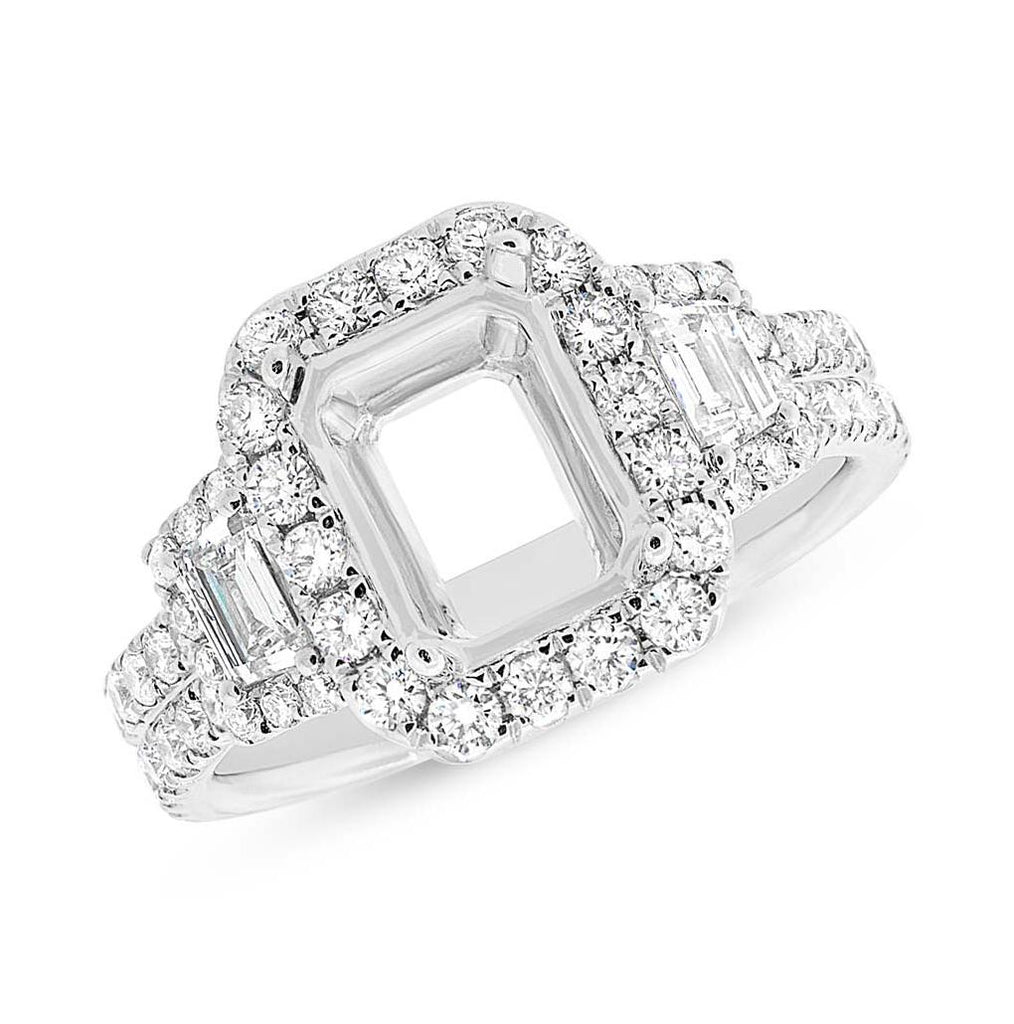 1.65 Ctw 18k White Gold Diamond Semi-mount Ring For 9x7mm Center