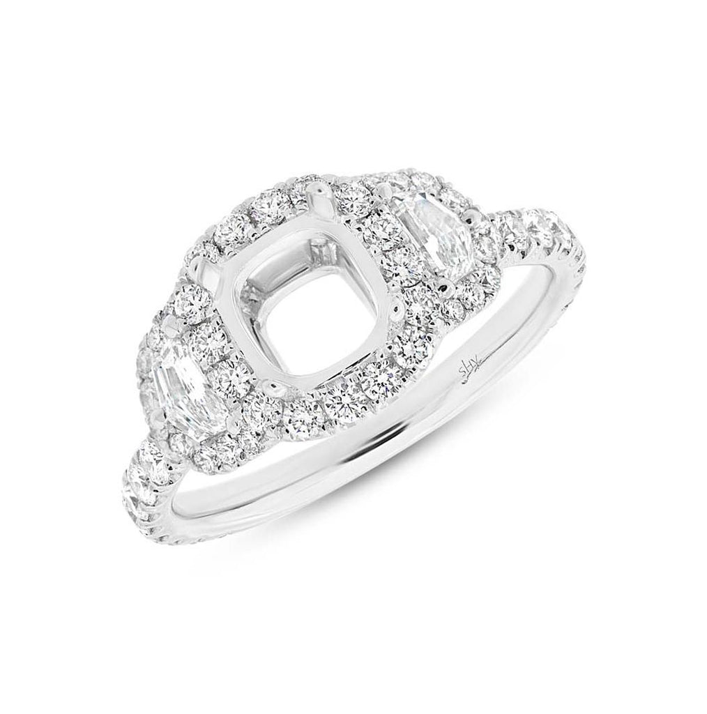 1.25 Ctw 18k White Gold Diamond Semi-mount Ring For 7x7mm Center