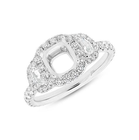 1.25 Ctw 18k White Gold Diamond Semi-mount Ring For 7x7mm Center