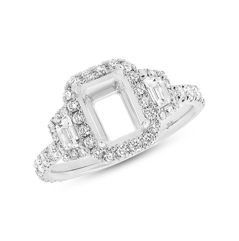 1.25 Ctw 18k White Gold Diamond Semi-mount Ring For 8x6mm Center