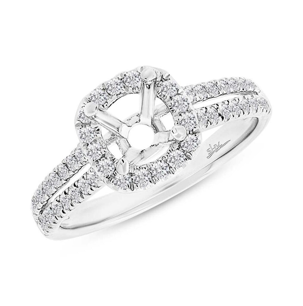 0.37 Ctw 14k White Gold Diamond Semi-mount Ring For 0.50 Ctw Center Size 6