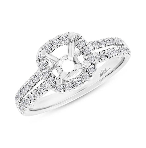 0.37 Ctw 14k White Gold Diamond Semi-mount Ring For 0.50 Ctw Center Size 6