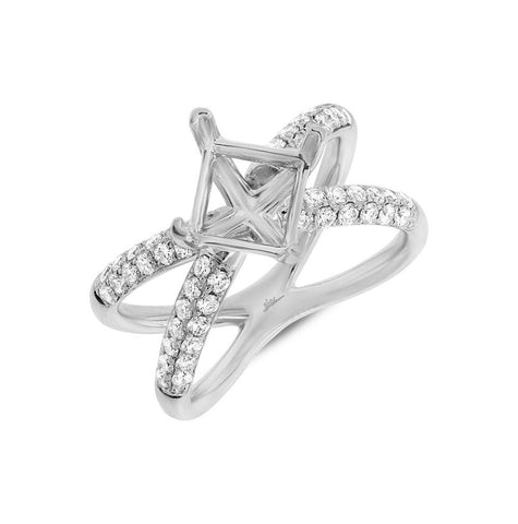 0.66 Ctw 18k White Gold Diamond Semi-mount Ring Size 6