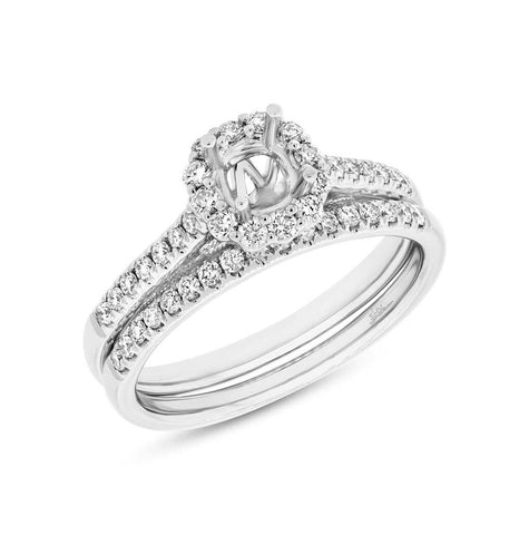 0.51 Ctw 18k White Gold Diamond Semi-mount Ring 2-pc For 0.50 Ctw Center