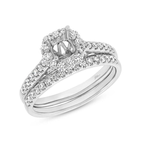 0.70 Ctw 18k White Gold Diamond Semi-mount Ring 2-pc For 0.75 Ctw Center