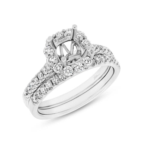 0.86 Ctw 18k White Gold Diamond Semi-mount Ring 2-pc For 1.00 Ctw Center