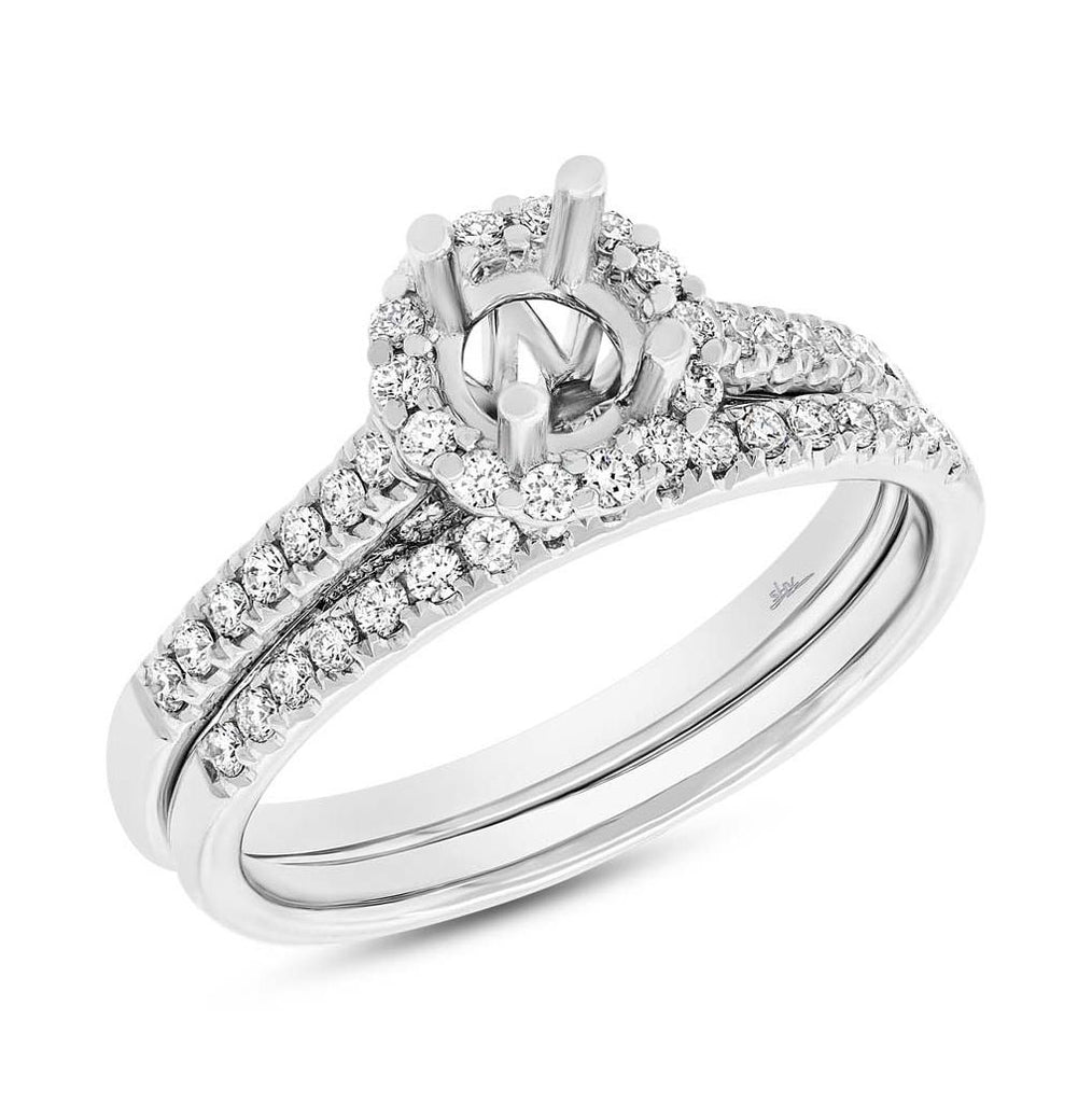 0.44 Ctw 18k White Gold Diamond Semi-mount Ring 2-pc For 0.50 Ctw Center