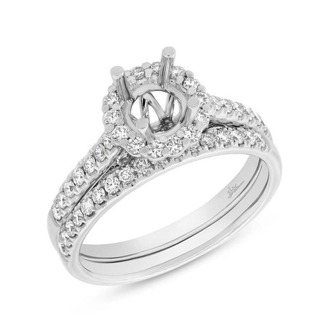 0.63 Ctw 18k White Gold Diamond Semi-mount Ring 2-pc For 0.75 Ctw Center