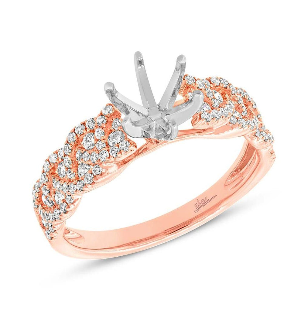 0.57 Ctw 14k Two-tone Rose Gold Diamond Semi-mount Ring