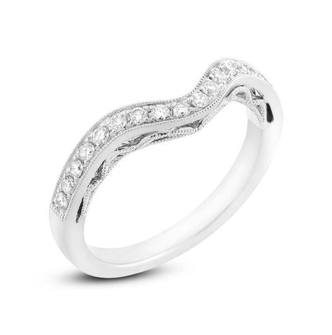 0.25 Ctw 14k White Gold Diamond Shadow Band Size 9.75