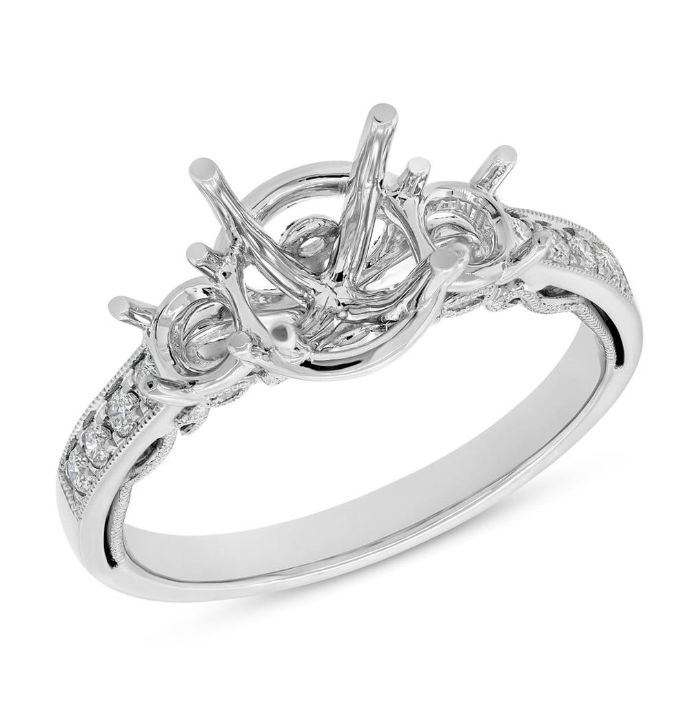 0.13 Ctw 14k White Gold Diamond Semi-mount Ring