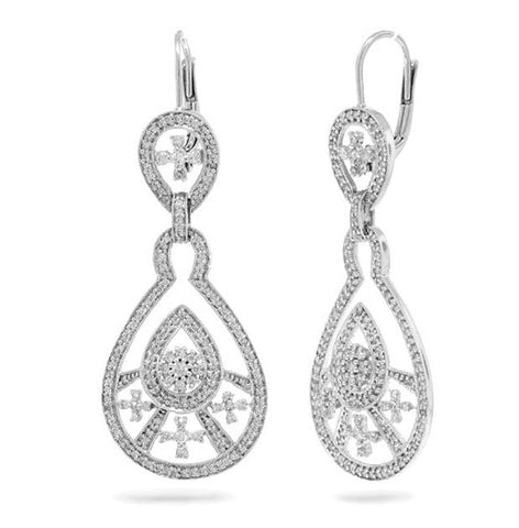 1.35 Ctw 14k White Gold Diamond Fancy Earring