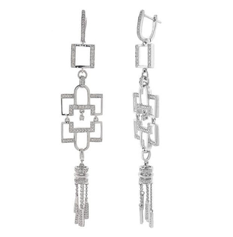 1.12 Ctw 14k White Gold Diamond Chandelier Earring