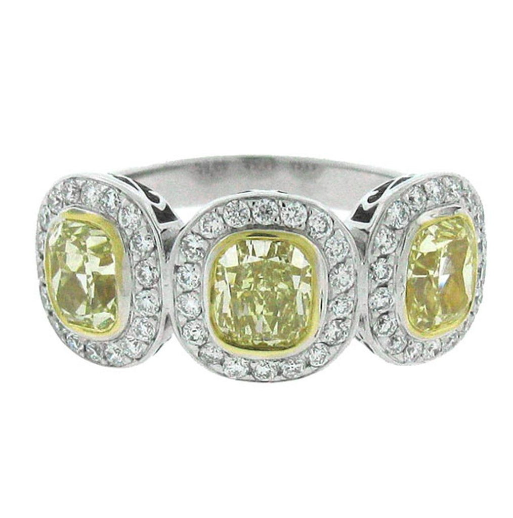 1.70 Ctw- Ctwrs(cushion) 0.50 Ctw-side 18k Two-tone Diamond Ring