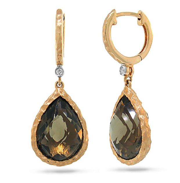 0.02 Ctw Diamond And 8.76 Ctw Smokey Topaz 14k Rose Gold  Earring